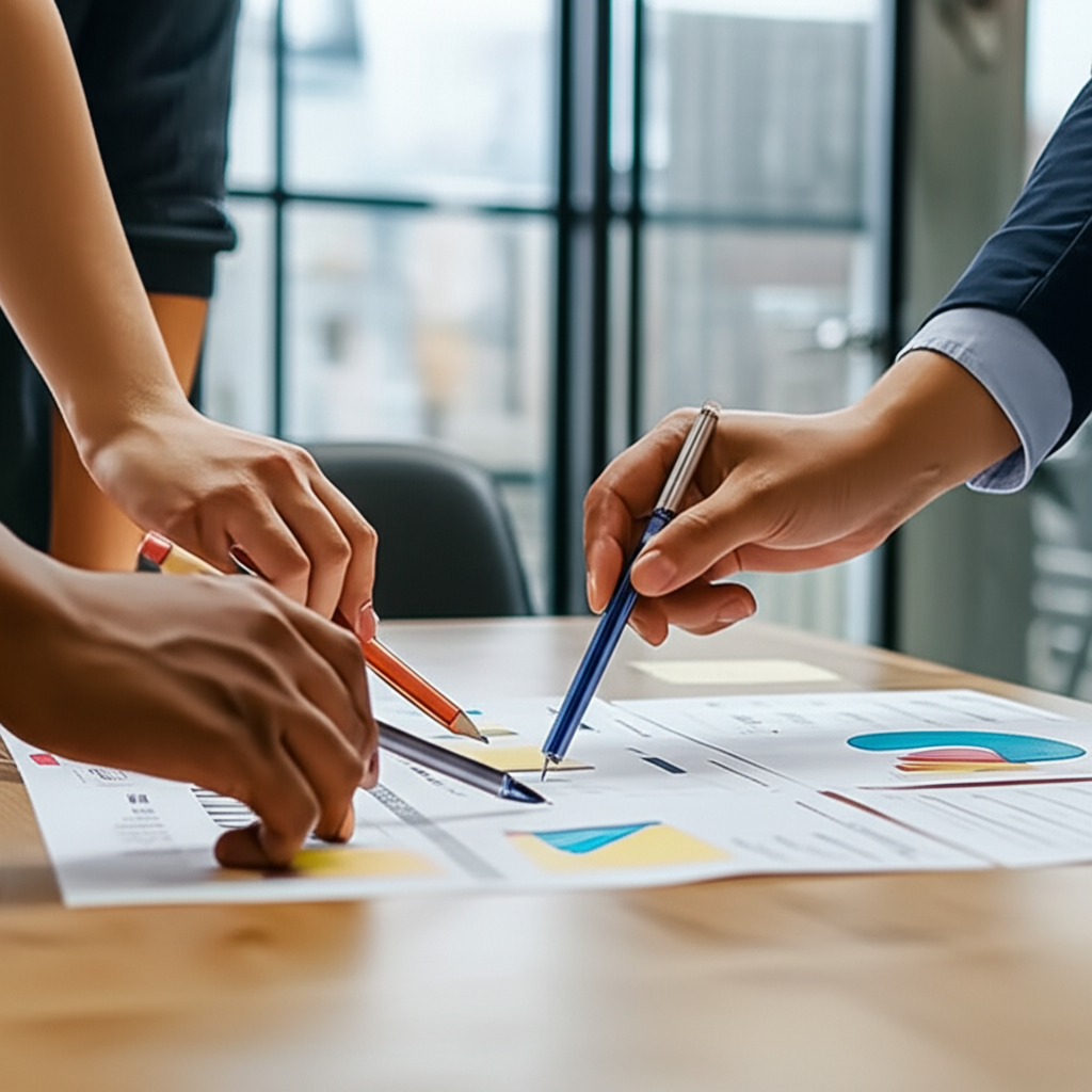 Manos sobre un planning